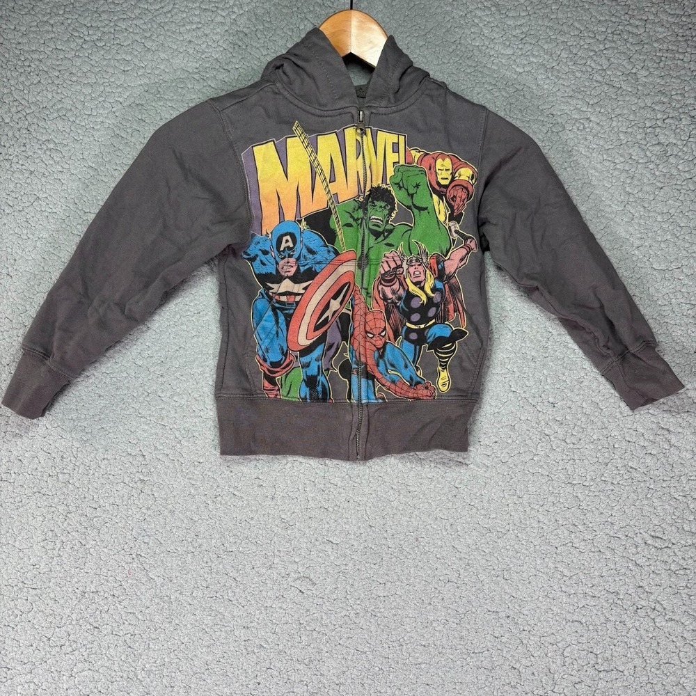 Marvel Comics Youth Hoodie Zip XS 4/5 Hulk Capt America Thor Spider Iron Man '09